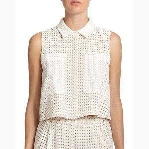 Elle Sasson Cisco eyelet lace linen crop top